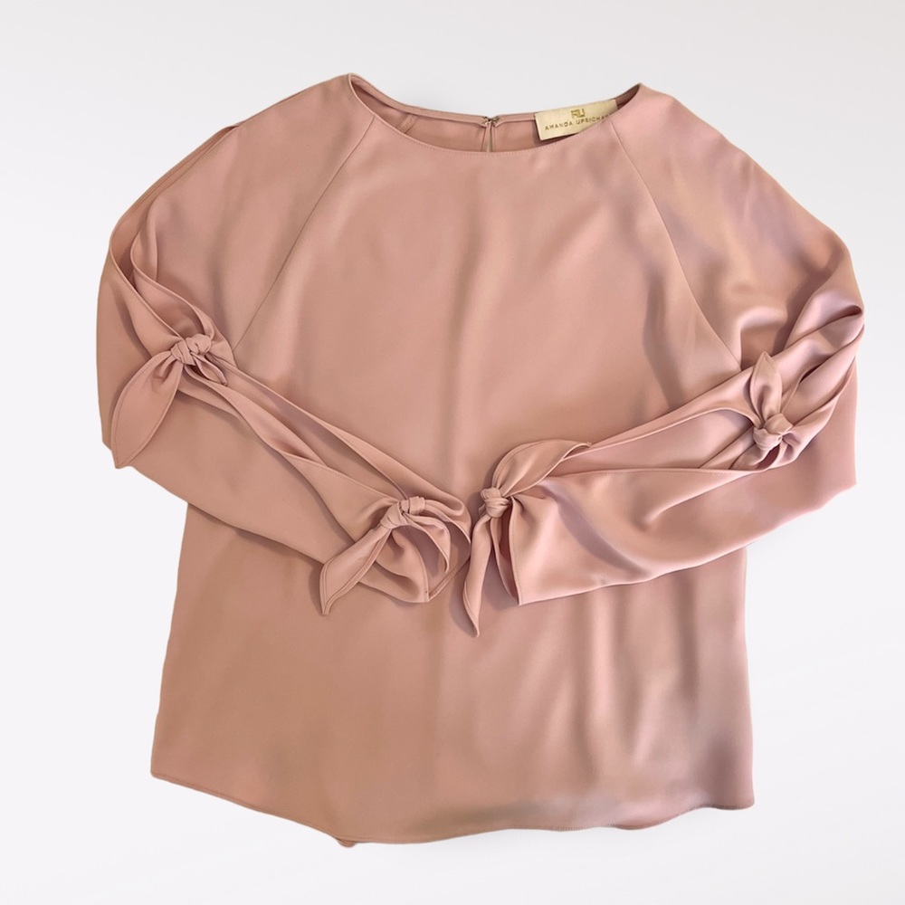 Amanda Uprichard Blush Tie Sleeve Blouse